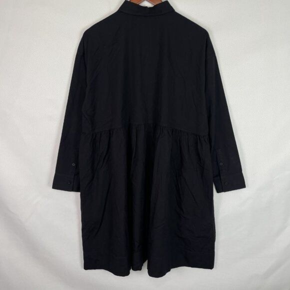 Everlane The Field Long Sleeve Collared Oversized Dress Black S - Picture 4 of 12